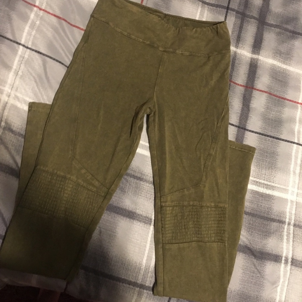 boutique army green motto leggings
